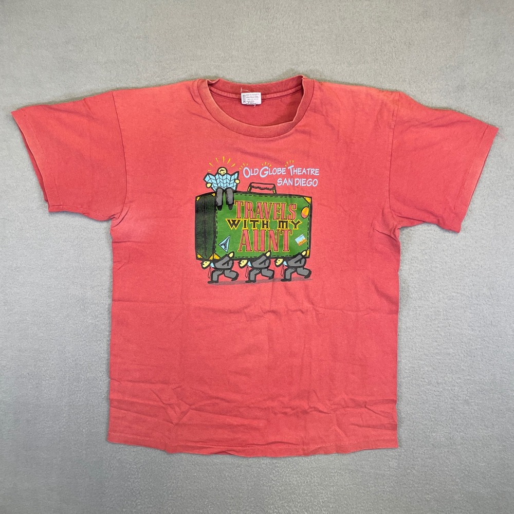 Vintage 90s Old Globe Theatre San Diego Travels With My Aunt T-Shirt L USA